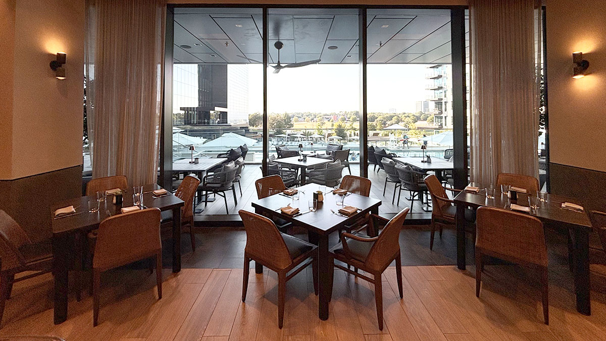 Starmor commercial window tinting Arlington TX – 3M Ceramic 35 installation at hotel restaurant