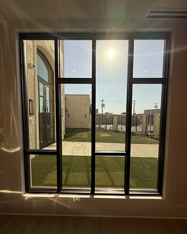 Interior View of Llumar DR15 window film after commercial window tinting installation in Desoto, TX 