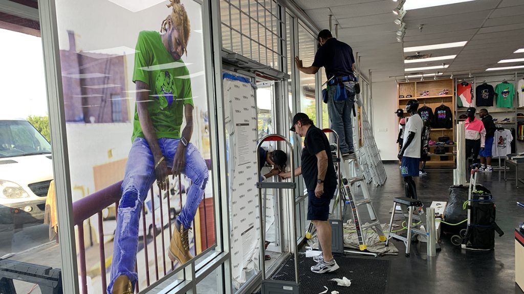 retail Storefront security door protection using security window films