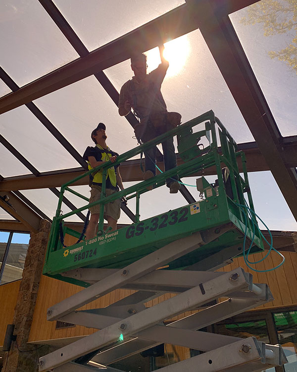 Commercial skylight tinting installation in Texas and Oklahoma